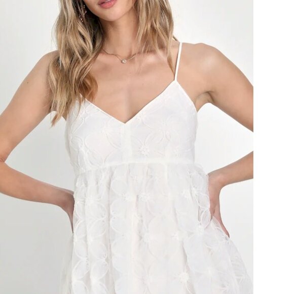 Lulus Radiate Elegance White Floral Tulle Midi Dress XL New with Tags NWT - Picture 3 of 5